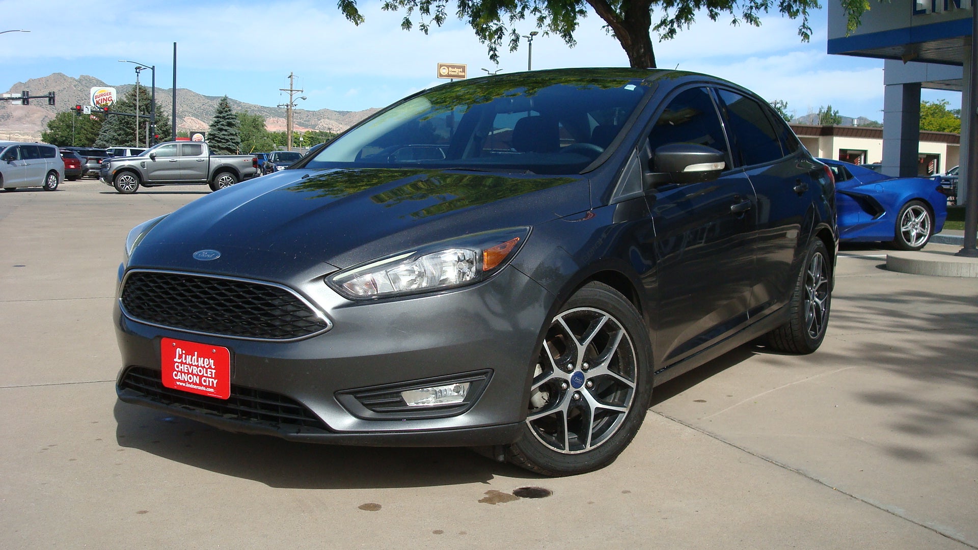 2018 Ford Focus SEL in Gray — front three-quarter view