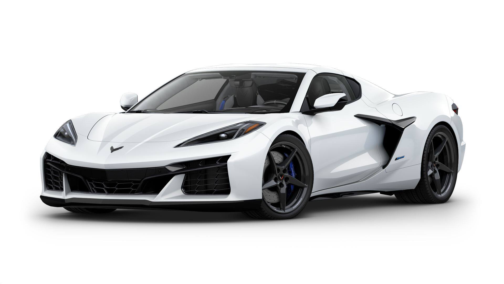 2026 Chevrolet Corvette E-Ray 3LZ in Arctic White — front three-quarter view