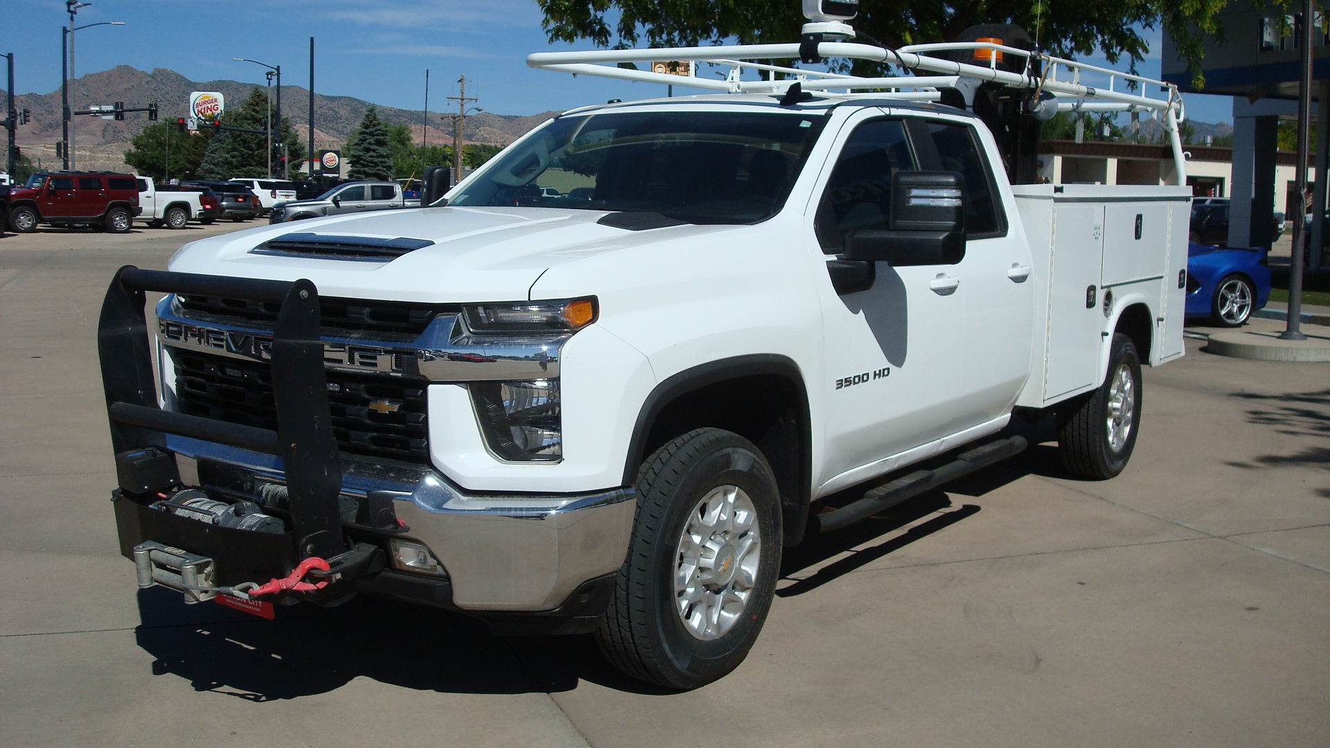 2022 Chevrolet Silverado 3500 HD LT in Summit White — front three-quarter view