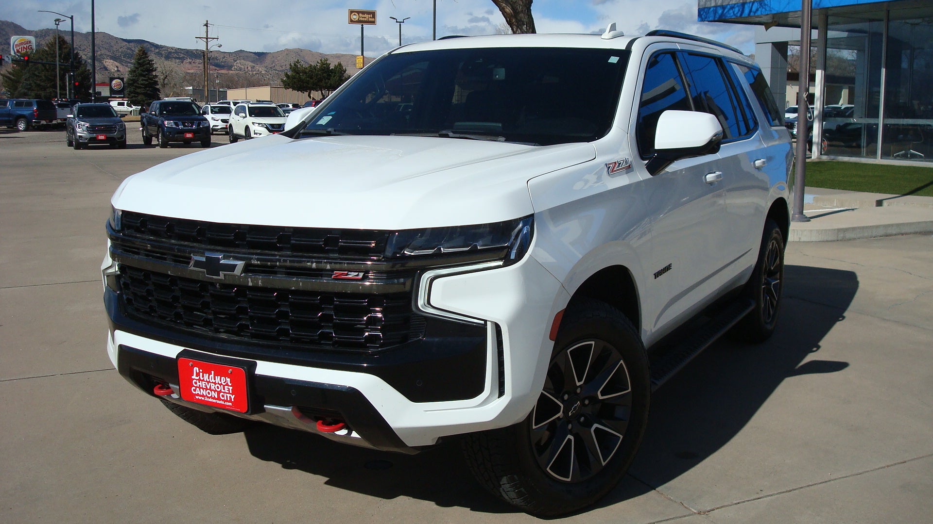 2021 Chevrolet Tahoe Z71 in Summit White — front three-quarter view